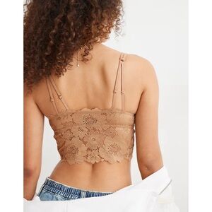 NWOT Aerie Ribbed Poppy Lace BraTop Cappuccino Womens XS